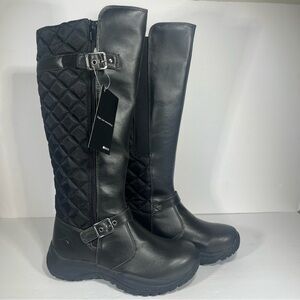 NEW Pacific Mountain Water Resistant Quilted Black Leather Boots 3M Insulated